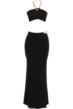 JLUXLABEL Black Summer Horizon Skirt Set