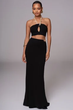 JLUXLABEL Black Summer Horizon Skirt Set