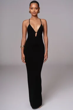 JLUXLABEL Black Sun Rays Knit Maxi Dress