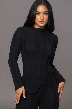 JLUXLABEL Black Take A Chance Ribbed Pant Set