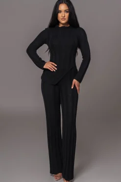 JLUXLABEL Black Take A Chance Ribbed Pant Set