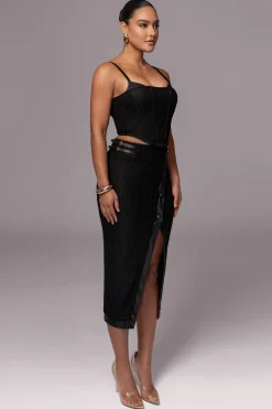 JLUXLABEL Black Textured Harley Corset Top