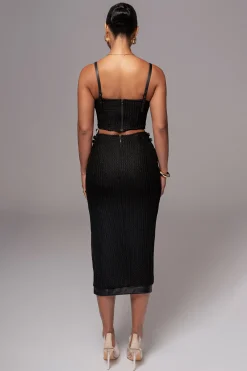 JLUXLABEL Black Textured Harley Corset Top
