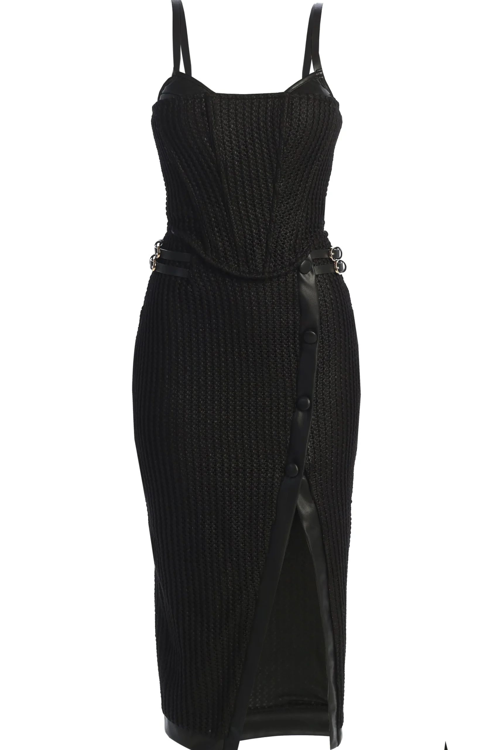 JLUXLABEL Black Textured Mystique Midi Skirt