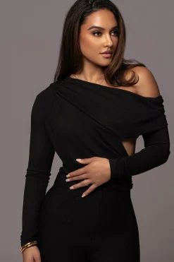 JLUXLABEL Black Ultra High Neck Bodysuit