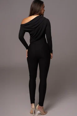 JLUXLABEL Black Ultra High Neck Bodysuit