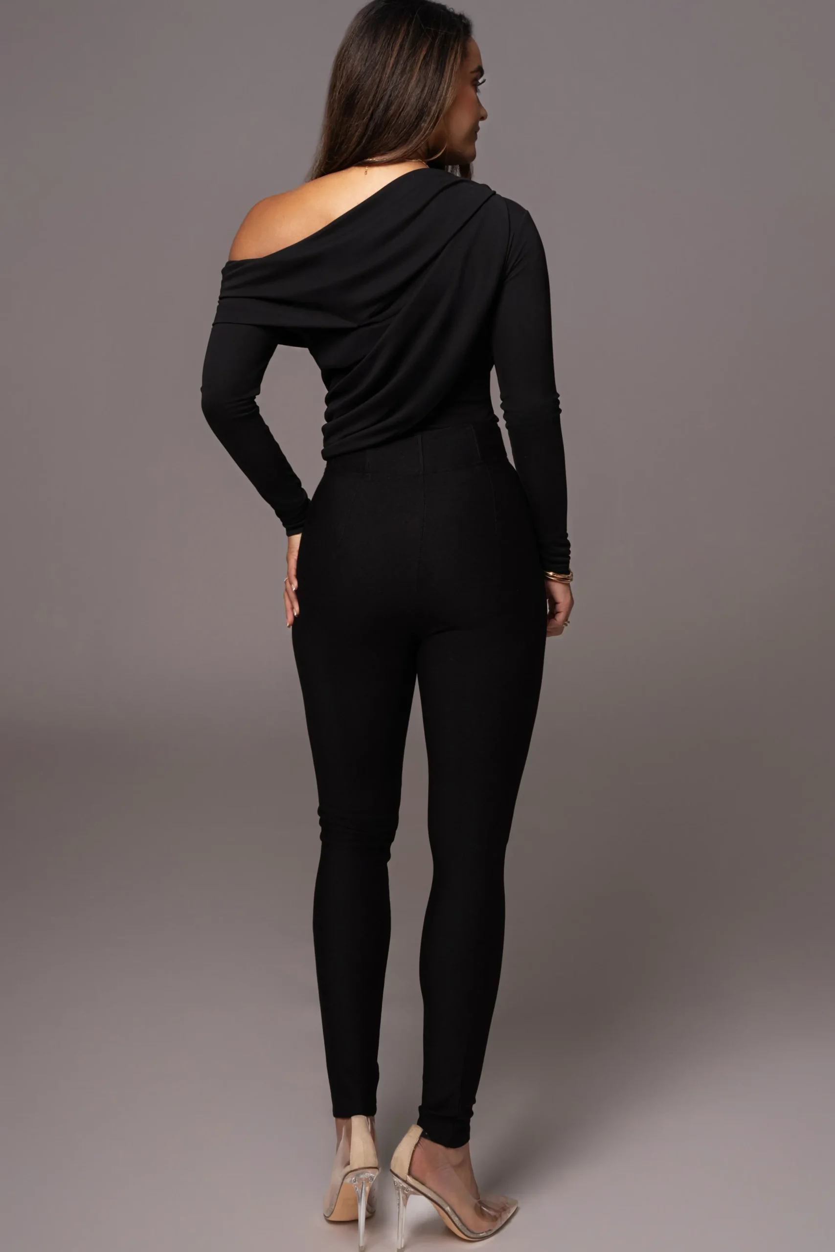 JLUXLABEL Black Ultra High Neck Bodysuit
