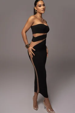 JLUXLABEL Black Unpredictable Midi Dress