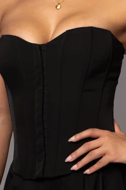 JLUXLABEL Black Viv Satin Bustier Top