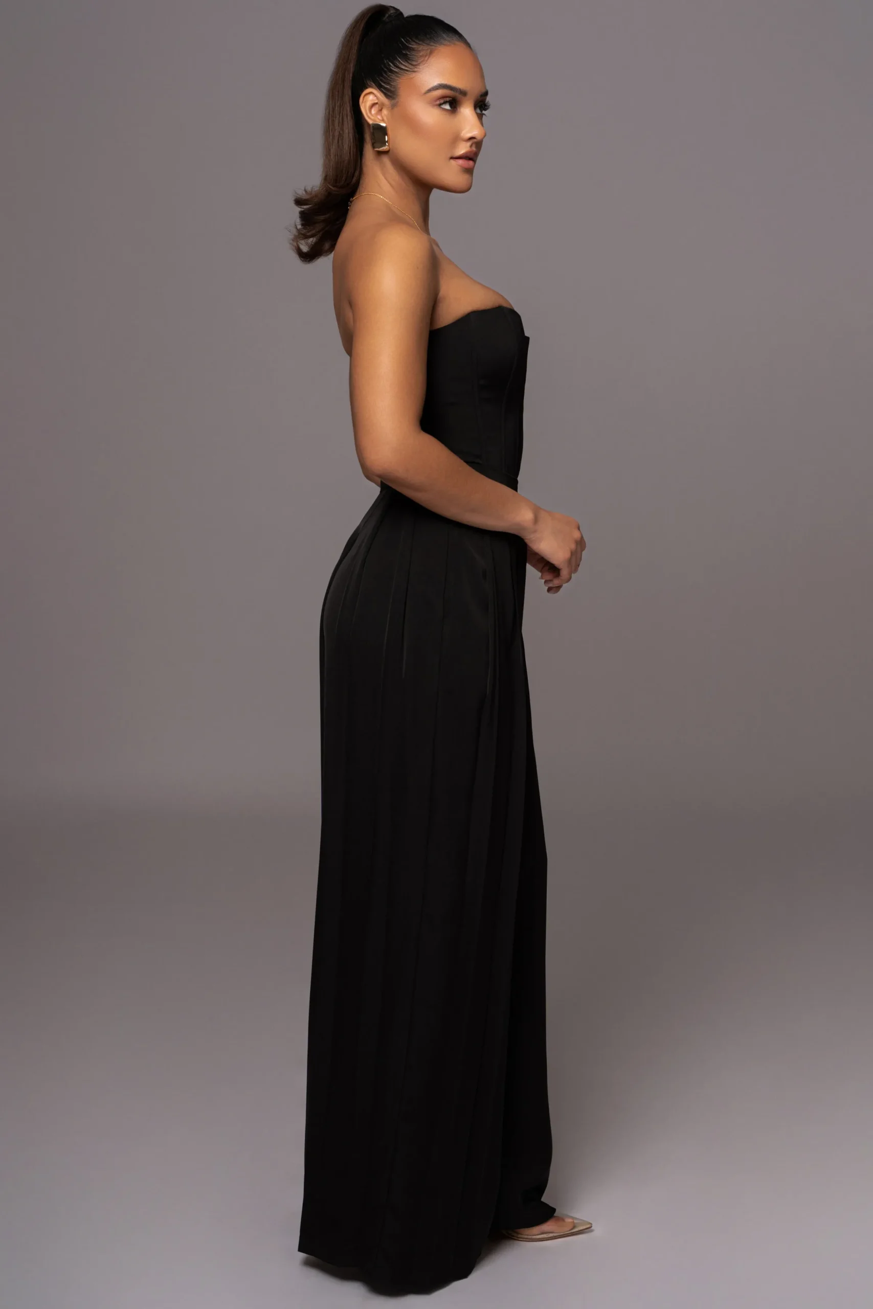 JLUXLABEL Black Viv Satin Bustier Top
