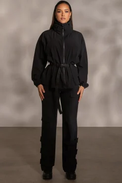 JLUXLABEL Black Willow Belted Jacket