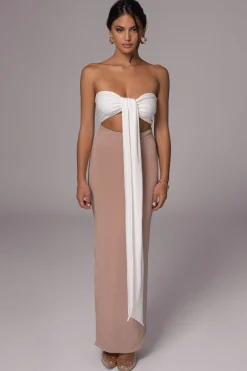 JLUXLABEL Black/Beige Dominic Reversible Maxi Dress