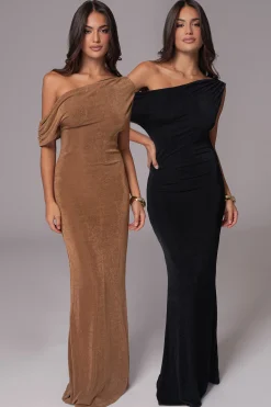 JLUXLABEL Black/Brown Classic Elegance Reversible Maxi Dress
