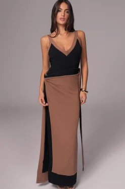 JLUXLABEL Black/Pecan Kamie Reversible Skirt Set