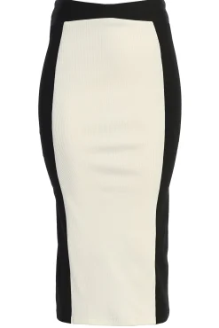 JLUXLABEL Black/White Celebration Colorblock Midi Skirt