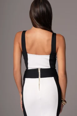 JLUXLABEL Black/White Throwback Colorblock Bodysuit
