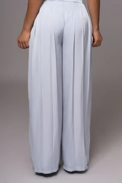 JLUXLABEL Blue Clara Wide Leg Pleated Trousers