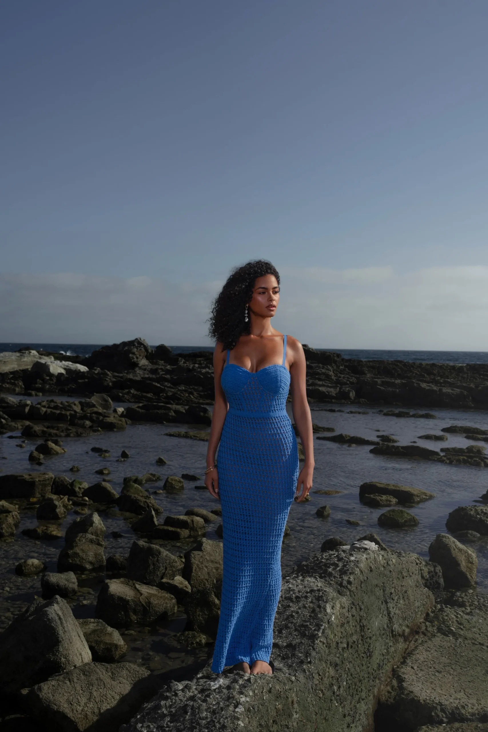 JLUXLABEL Blue Deep Sea Crochet Maxi Dress