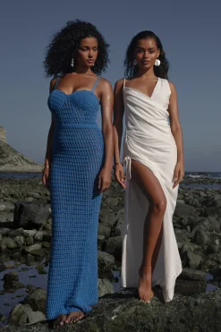 JLUXLABEL Blue Deep Sea Crochet Maxi Dress