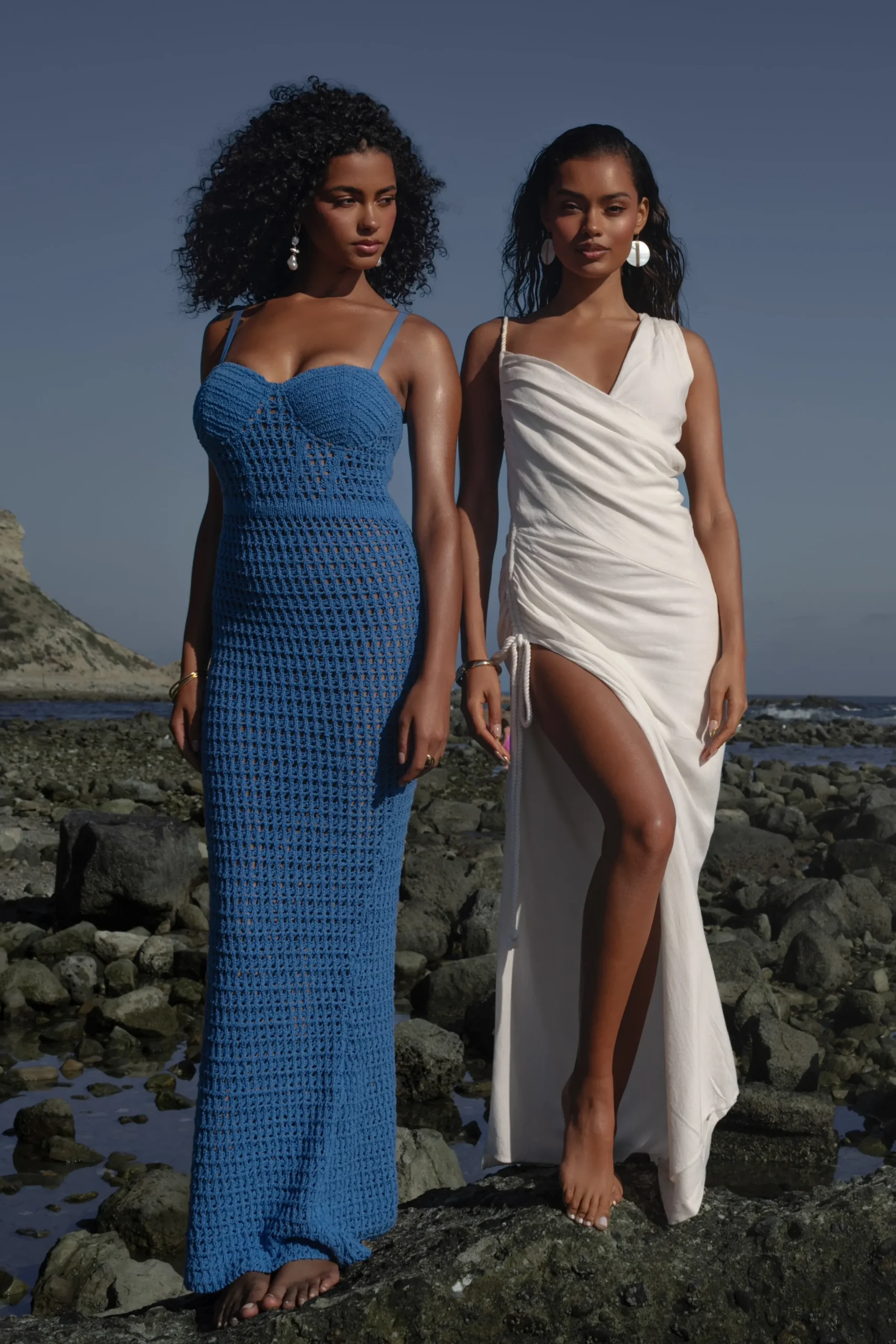 JLUXLABEL Blue Deep Sea Crochet Maxi Dress