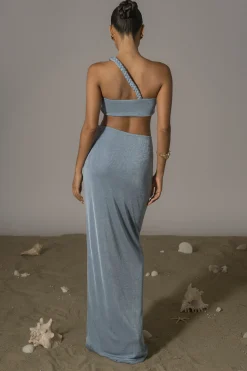 JLUXLABEL Blue Ema One Shoulder Maxi Dress