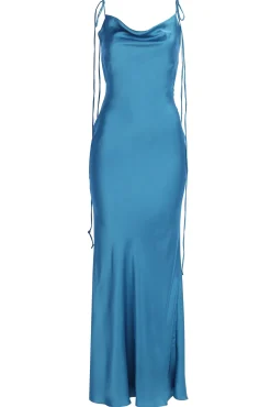 JLUXLABEL Blue Irresistible Satin Maxi Dress