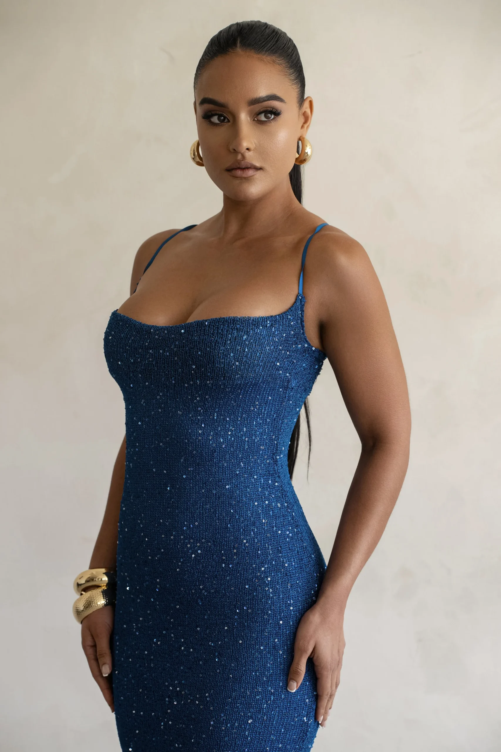 JLUXLABEL Blue Noemie Sequin Maxi Dress
