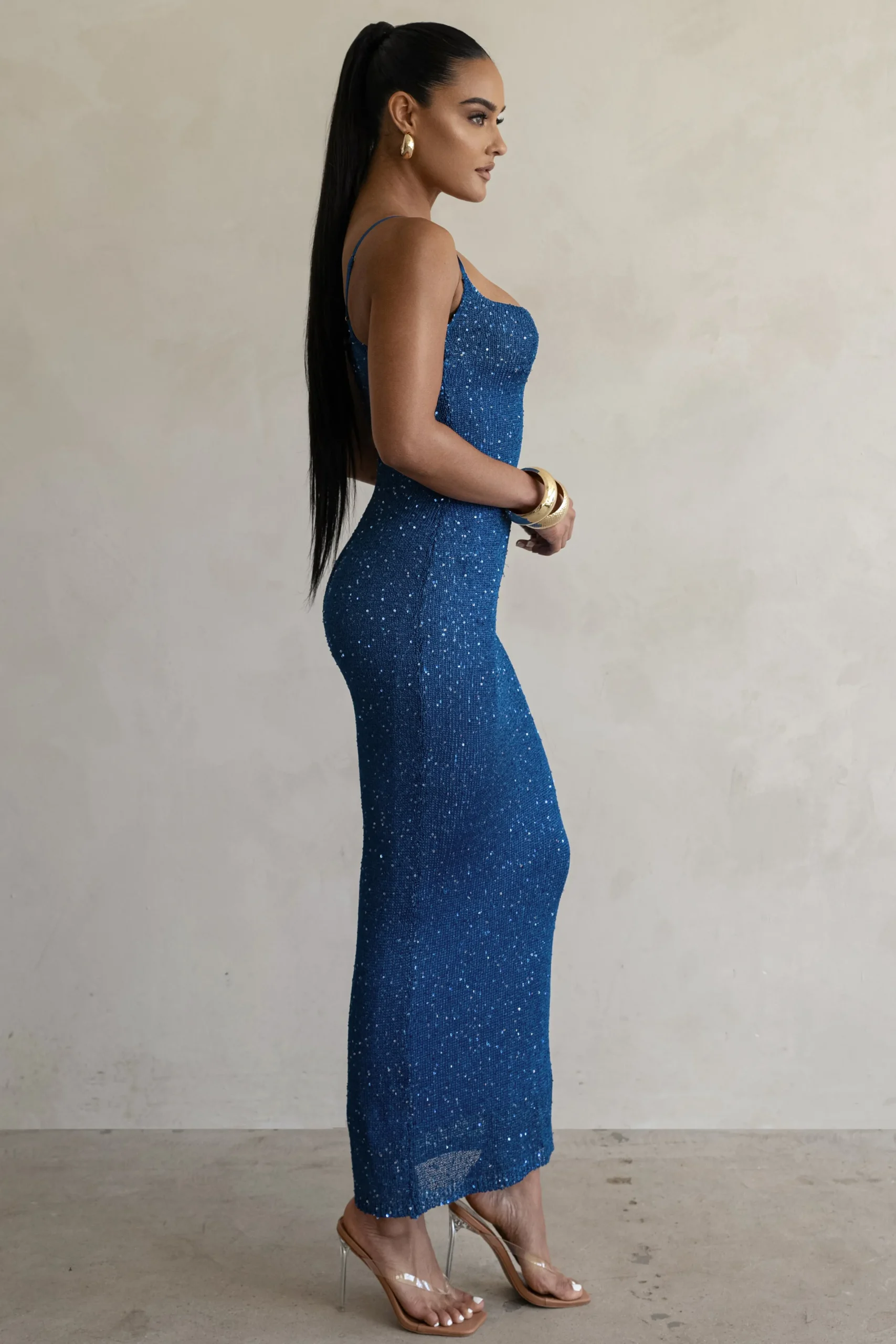 JLUXLABEL Blue Noemie Sequin Maxi Dress
