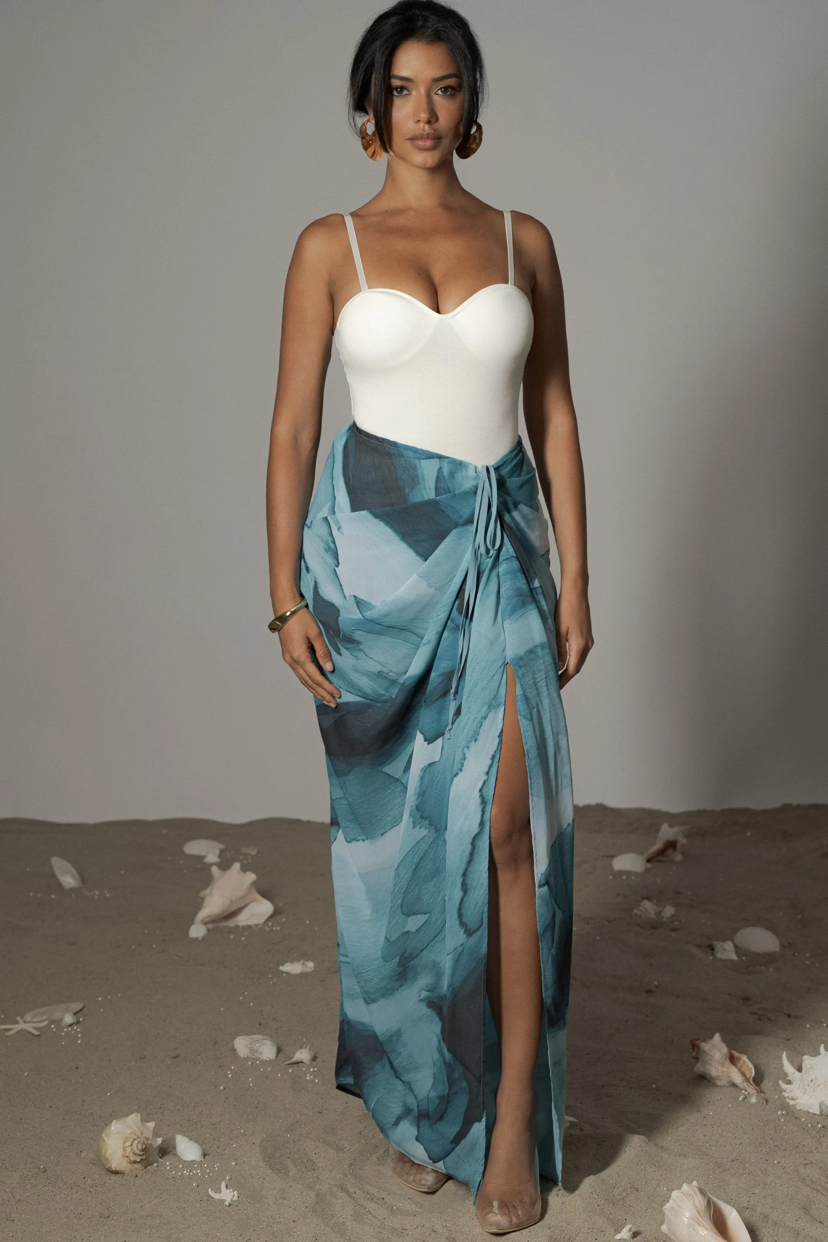 JLUXLABEL Blue Print Noelia Printed Skirt