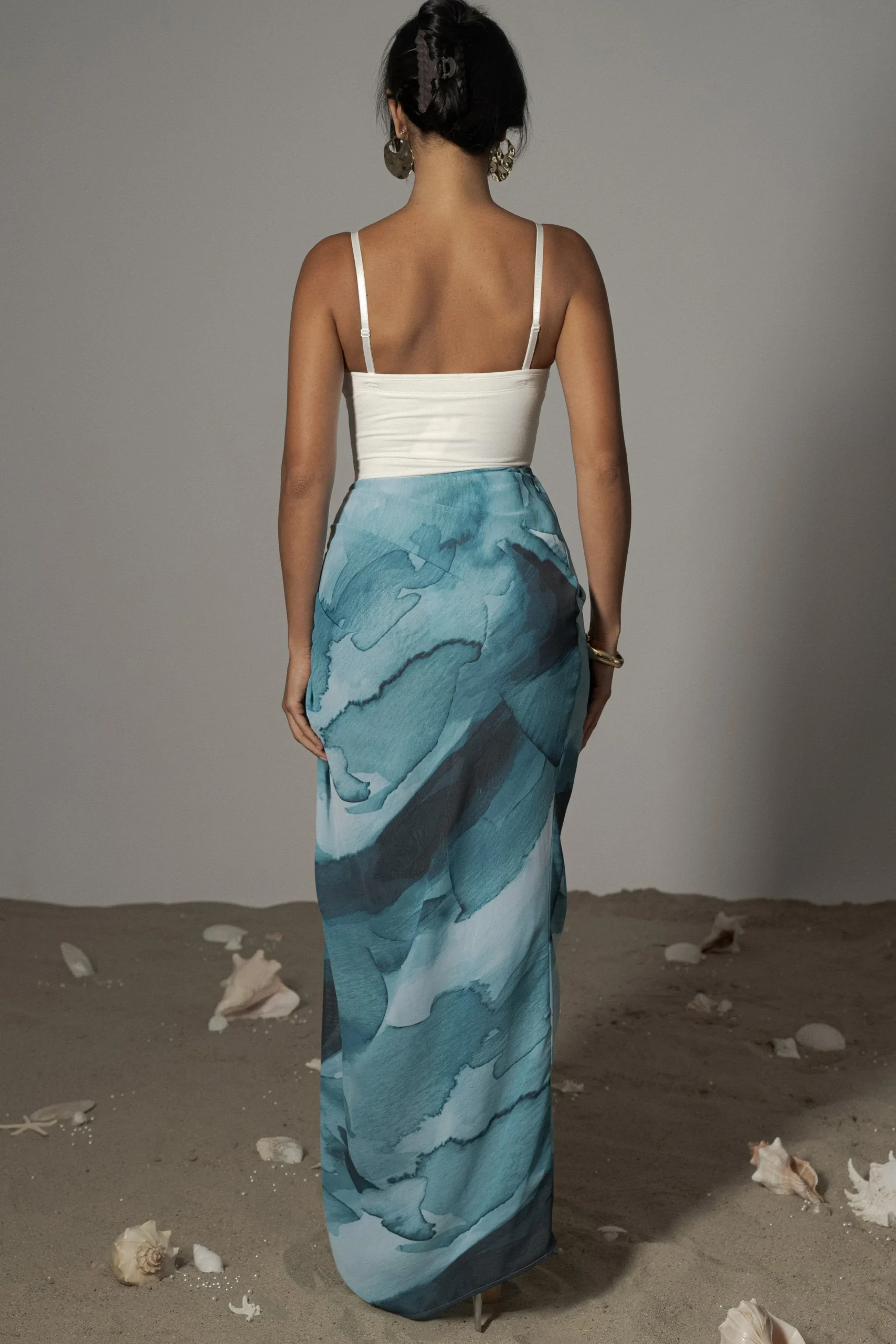 JLUXLABEL Blue Print Noelia Printed Skirt