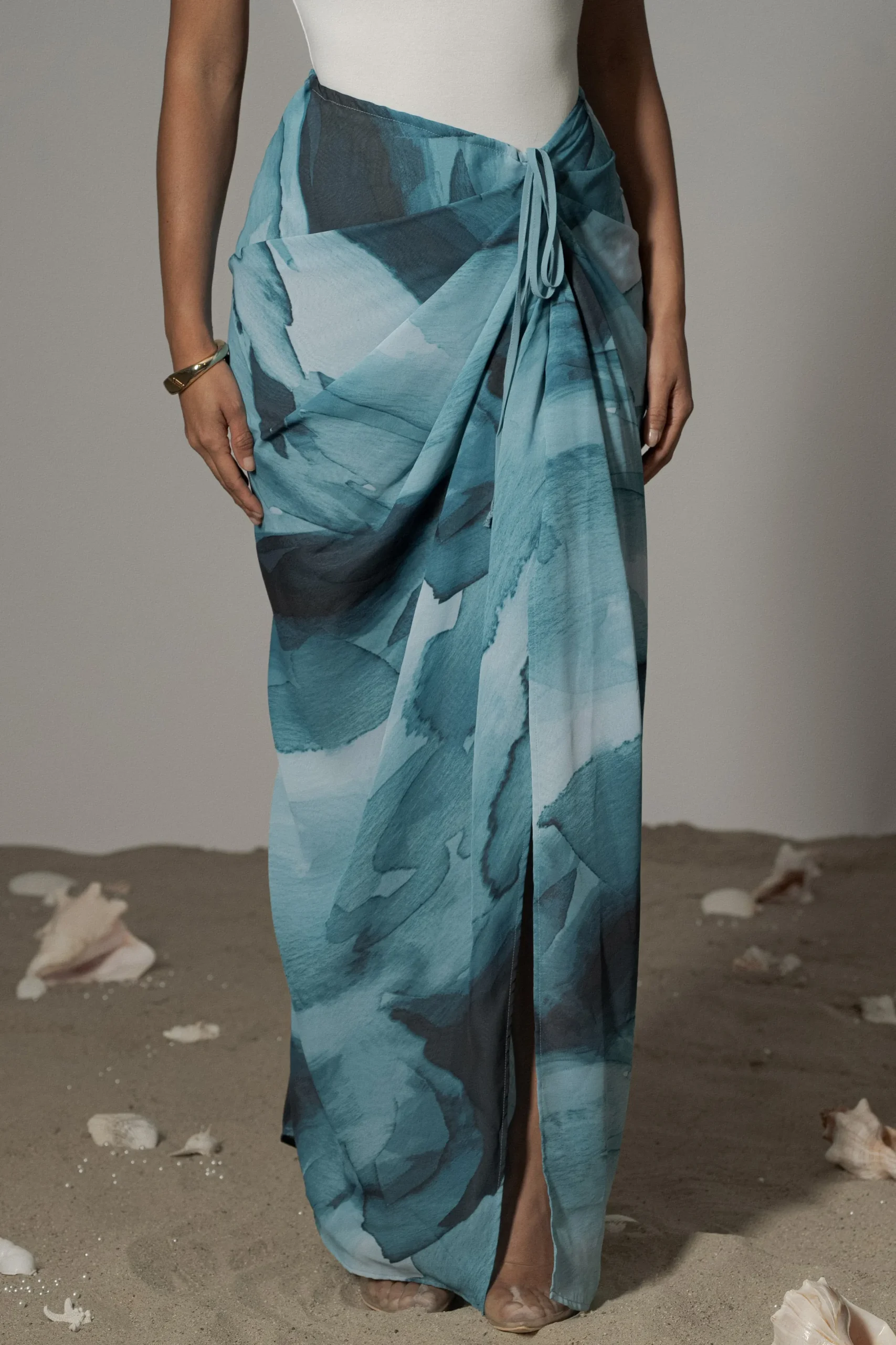 JLUXLABEL Blue Print Noelia Printed Skirt
