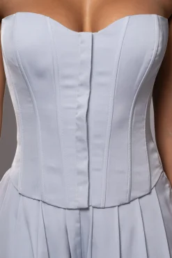 JLUXLABEL Blue Viv Satin Bustier Top