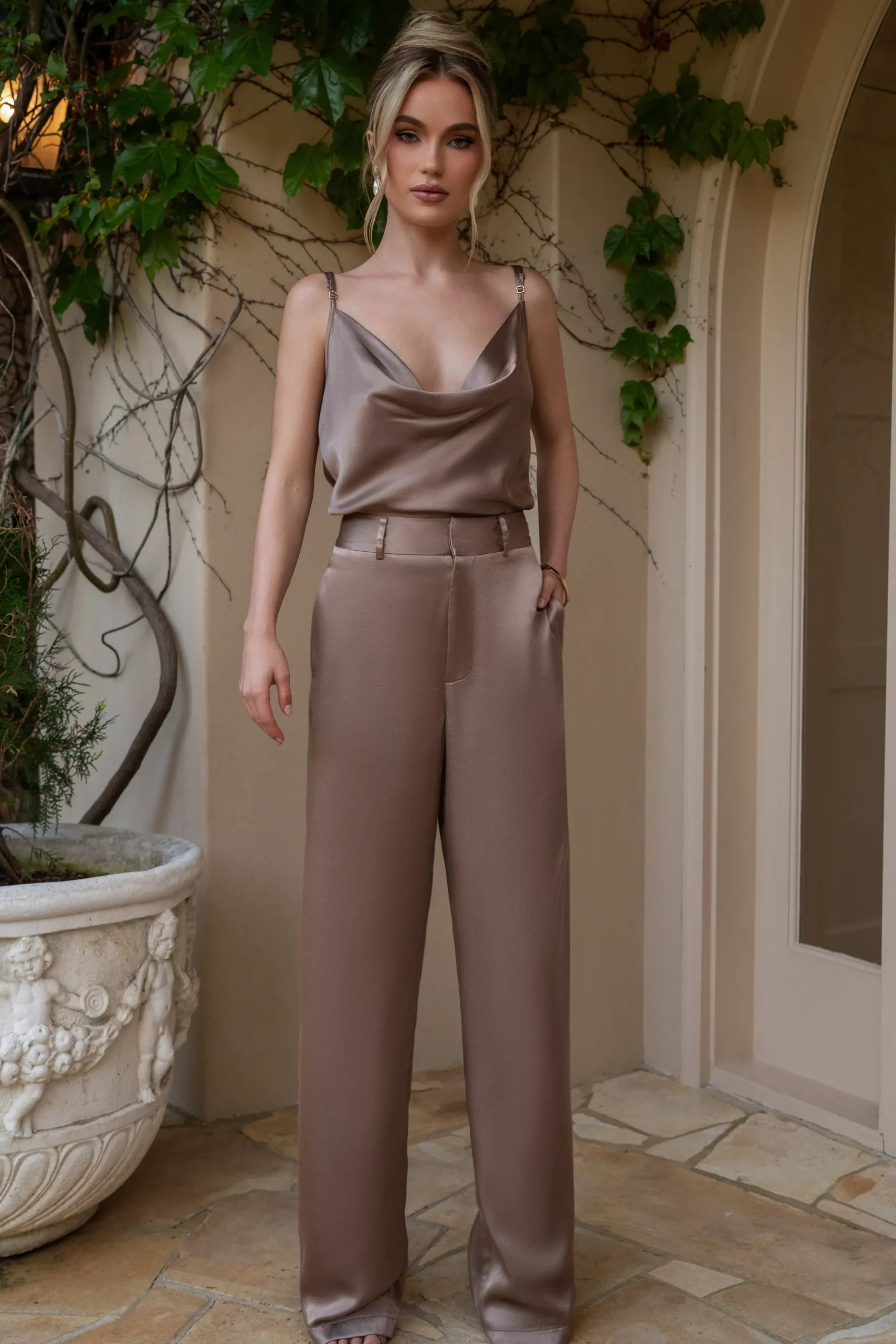 JLUXLABEL Bronze Ever After Satin Trousers