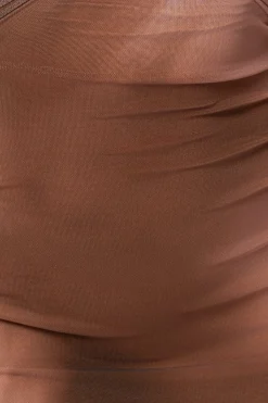 JLUXLABEL Brown Abstract Bethany Strapless Maxi Dress