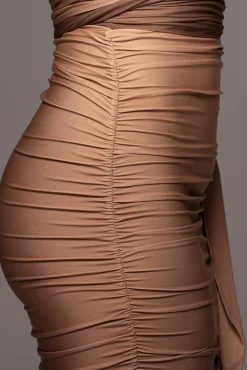 JLUXLABEL Brown Ombré Edge Of Romance Midi Dress