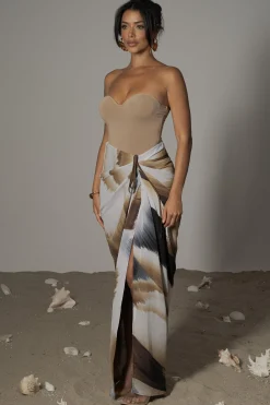 JLUXLABEL Brown Print  Noelia Printed Skirt