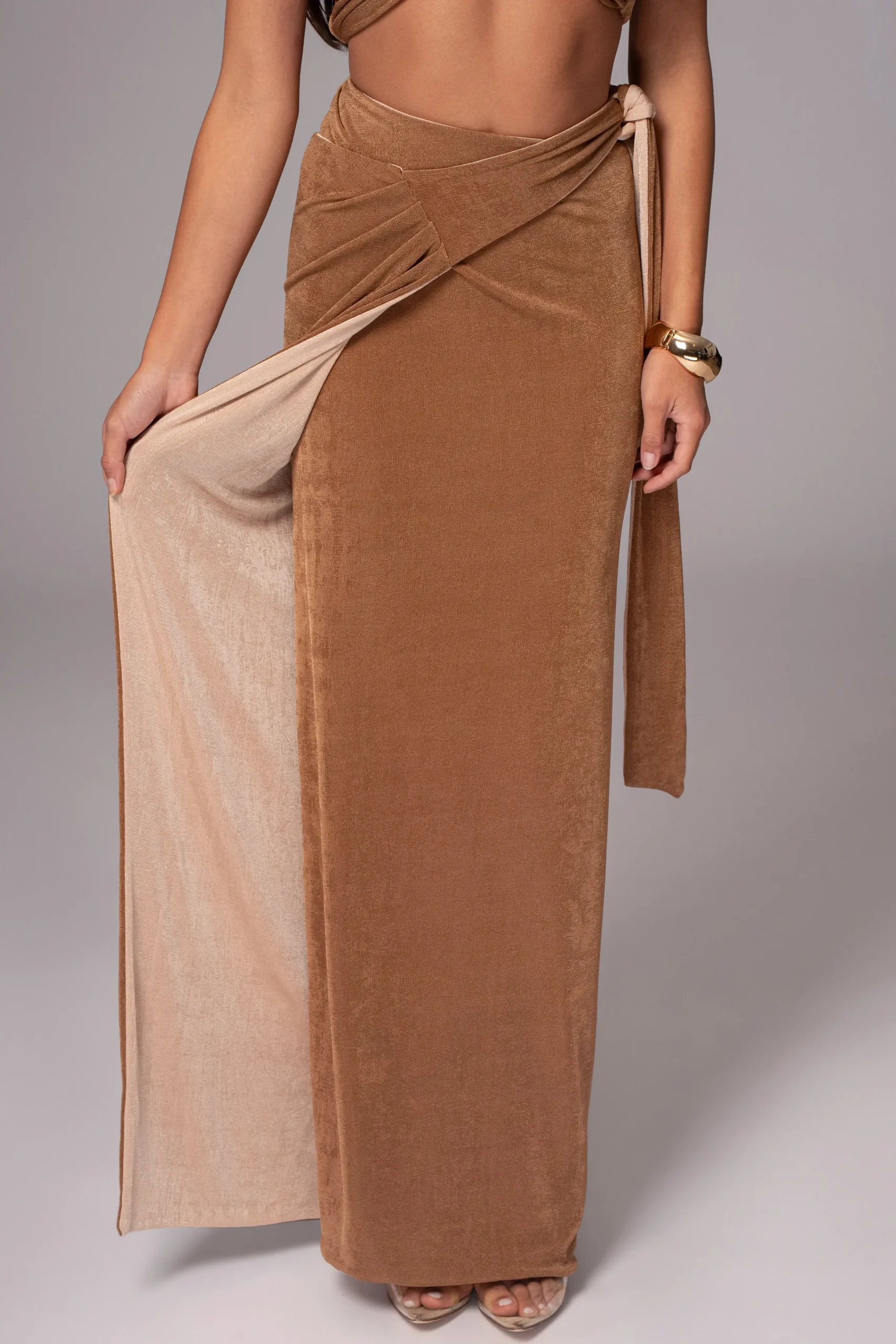 JLUXLABEL Brown/Beige Venus Reversible Skirt Set