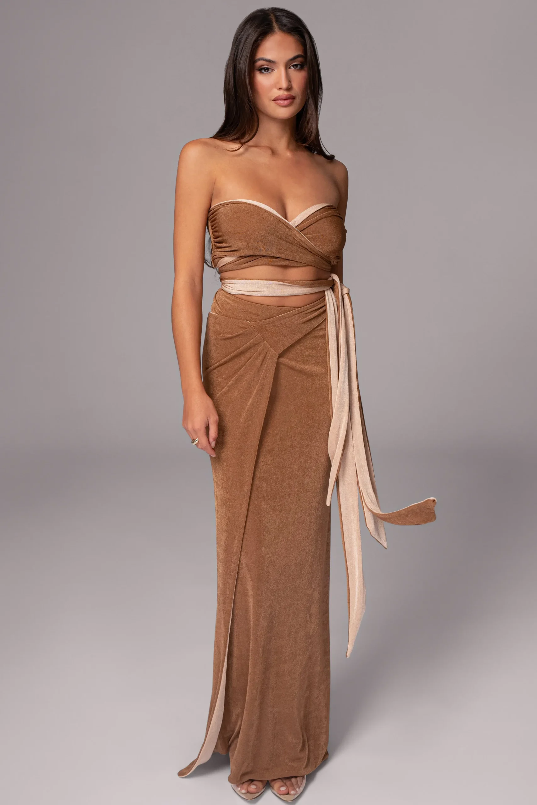 JLUXLABEL Brown/Beige Venus Reversible Skirt Set
