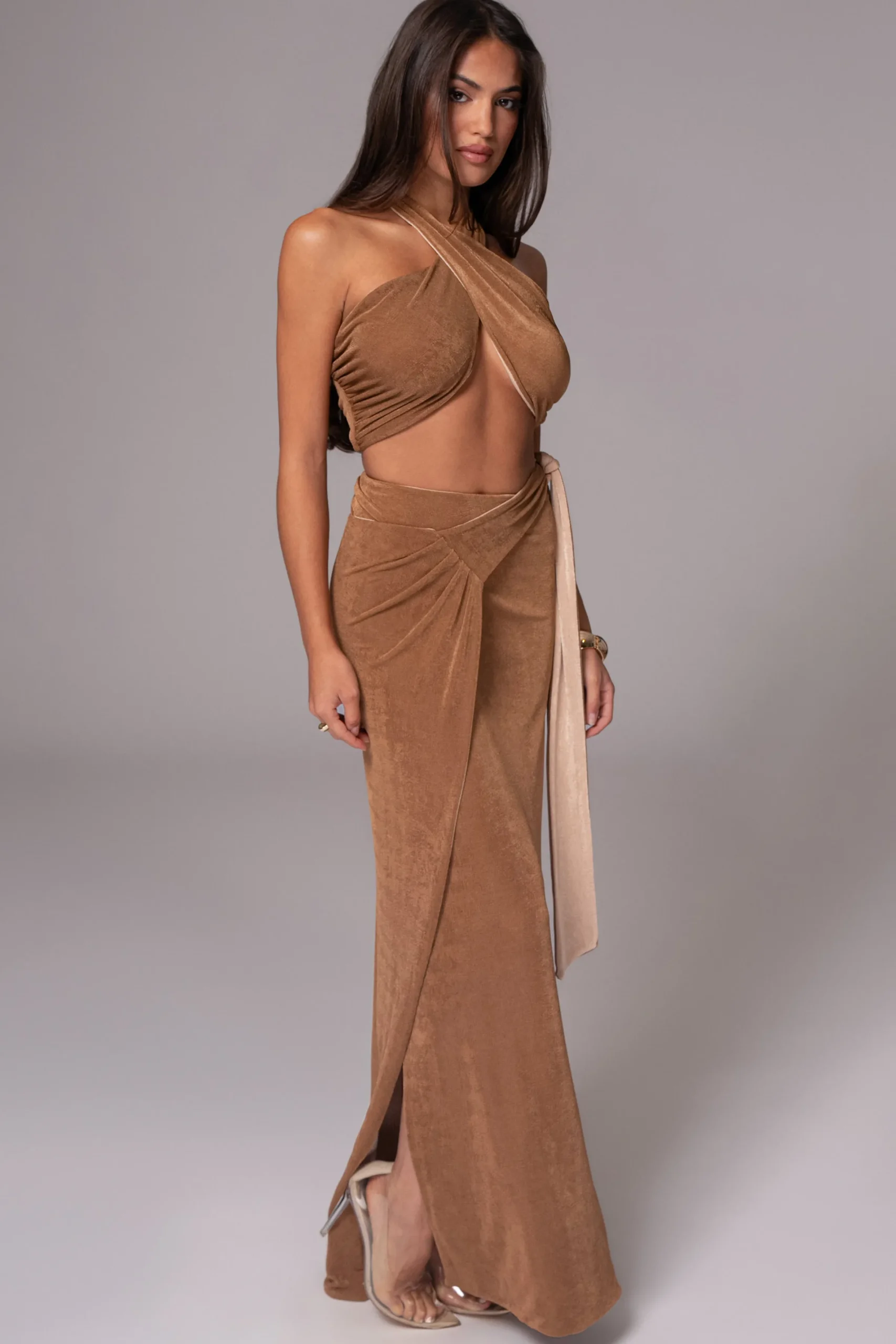 JLUXLABEL Brown/Beige Venus Reversible Skirt Set