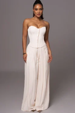 JLUXLABEL Buttercream Clara Wide Leg Pleated Trousers