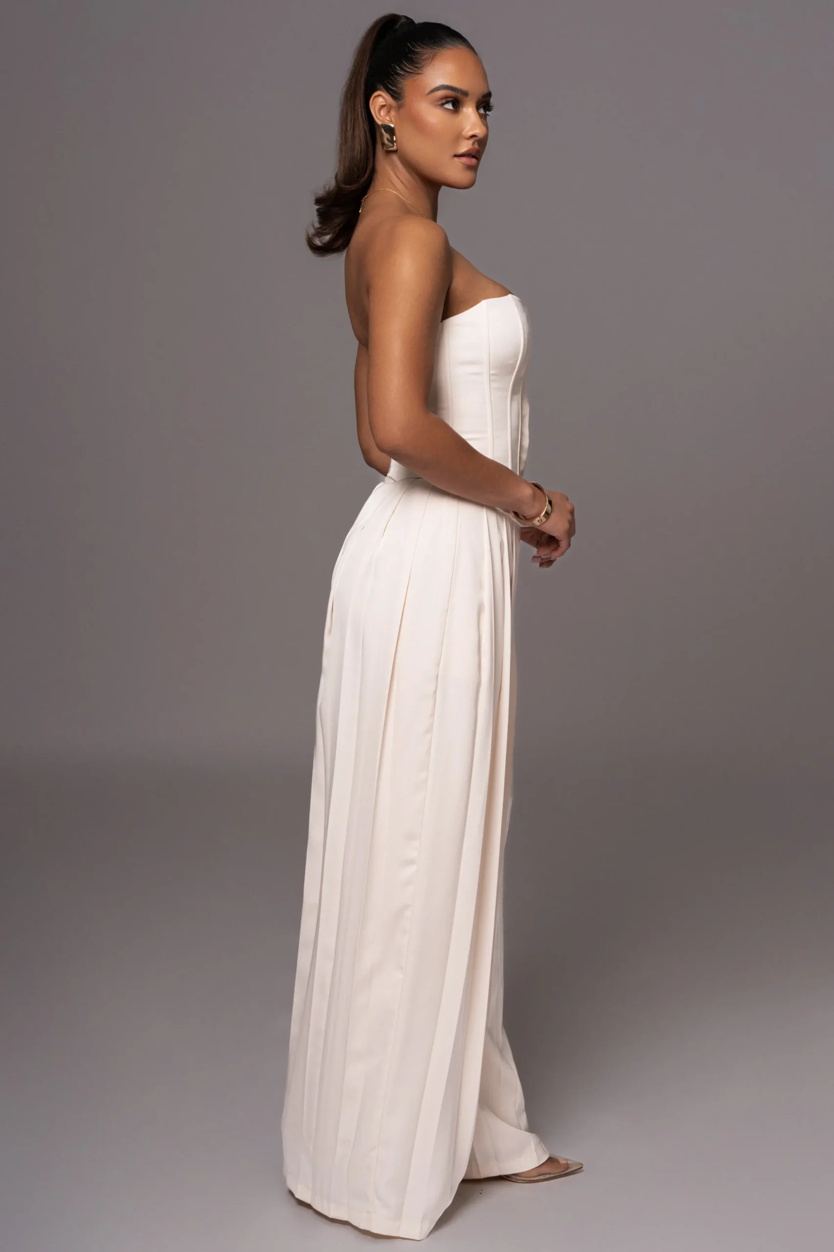 JLUXLABEL Buttercream Clara Wide Leg Pleated Trousers