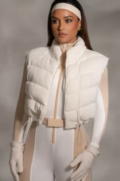 JLUXLABEL Buttercream Delma Ribbed Puffer Vest