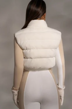 JLUXLABEL Buttercream Delma Ribbed Puffer Vest