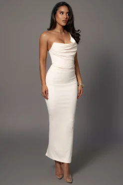 JLUXLABEL Buttercream Denim Krishna One Shoulder Maxi Dress