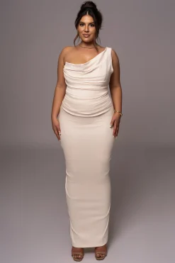 JLUXLABEL Buttercream Denim Krishna One Shoulder Maxi Dress