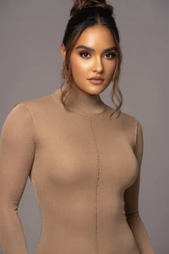 JLUXLABEL Camel Fame Mock Neck Maxi Dress