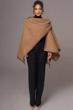 JLUXLABEL Camel Felt And Faux Leather Shawl