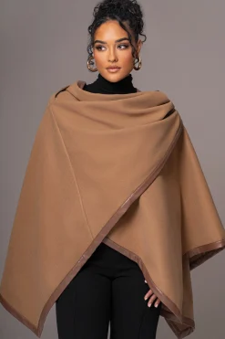 JLUXLABEL Camel Felt And Faux Leather Shawl