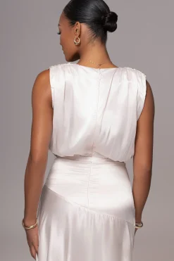 JLUXLABEL Champagne Amalia Satin Maxi Dress
