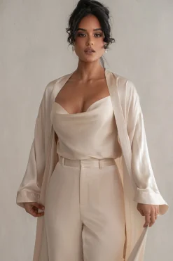 JLUXLABEL Champagne Amour Satin Top